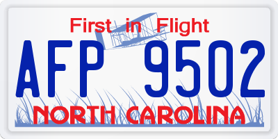 NC license plate AFP9502