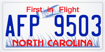 NC license plate AFP9503