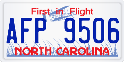 NC license plate AFP9506