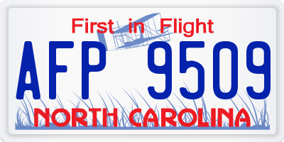 NC license plate AFP9509