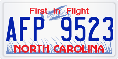 NC license plate AFP9523