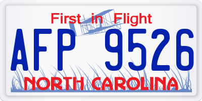 NC license plate AFP9526
