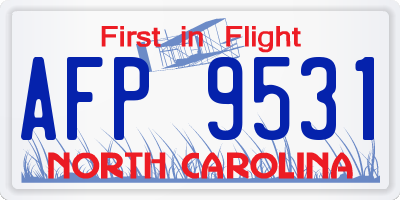 NC license plate AFP9531