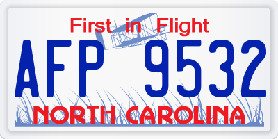 NC license plate AFP9532