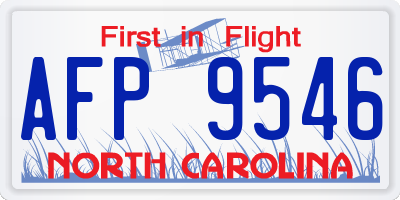 NC license plate AFP9546