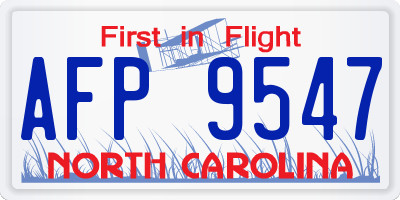 NC license plate AFP9547