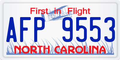 NC license plate AFP9553