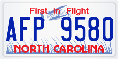 NC license plate AFP9580