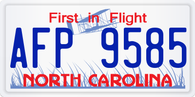 NC license plate AFP9585