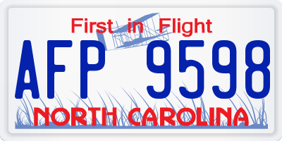 NC license plate AFP9598