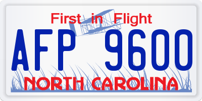 NC license plate AFP9600