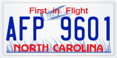 NC license plate AFP9601