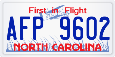 NC license plate AFP9602