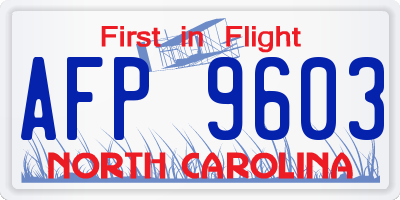 NC license plate AFP9603