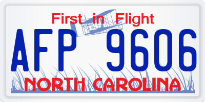 NC license plate AFP9606