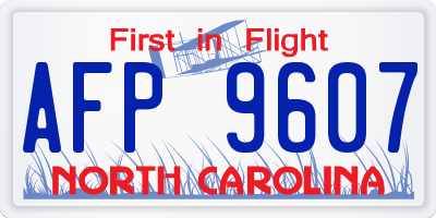 NC license plate AFP9607
