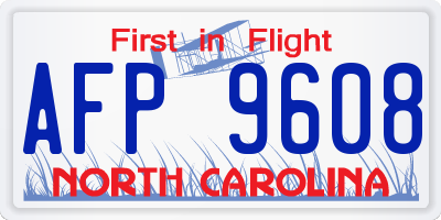 NC license plate AFP9608