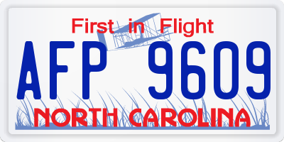 NC license plate AFP9609