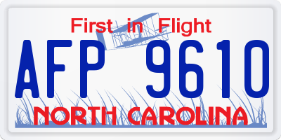 NC license plate AFP9610