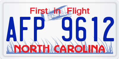 NC license plate AFP9612