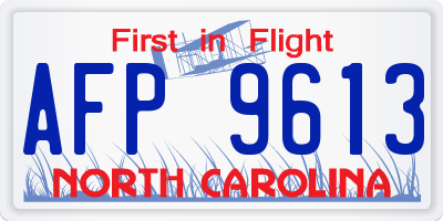 NC license plate AFP9613