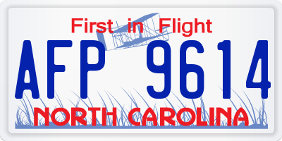 NC license plate AFP9614