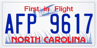 NC license plate AFP9617