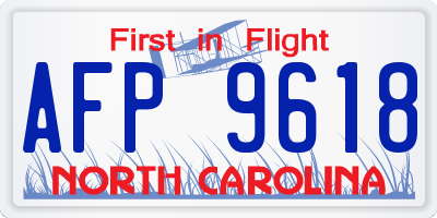 NC license plate AFP9618