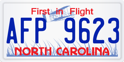 NC license plate AFP9623