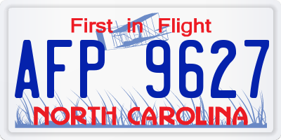 NC license plate AFP9627
