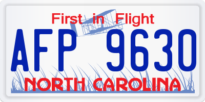 NC license plate AFP9630