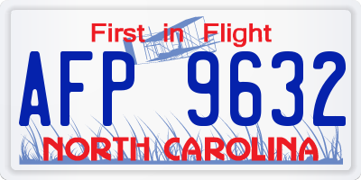 NC license plate AFP9632