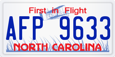 NC license plate AFP9633