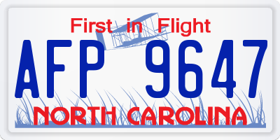 NC license plate AFP9647