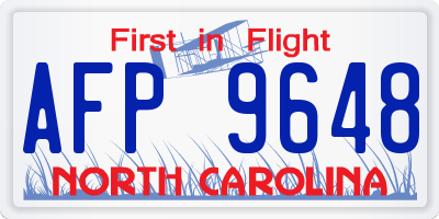 NC license plate AFP9648