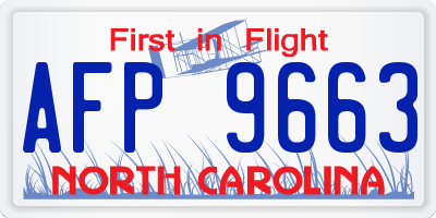 NC license plate AFP9663