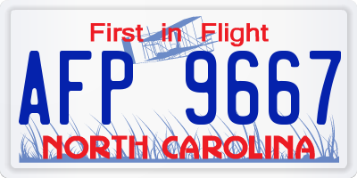 NC license plate AFP9667