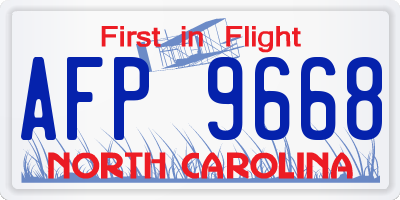 NC license plate AFP9668