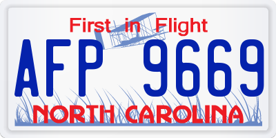 NC license plate AFP9669
