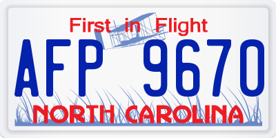NC license plate AFP9670