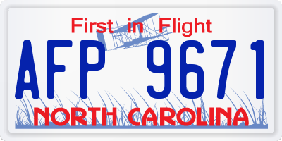 NC license plate AFP9671