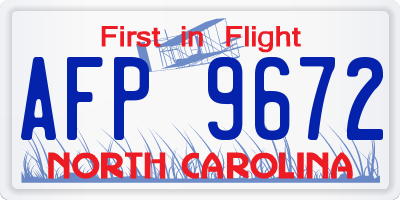 NC license plate AFP9672