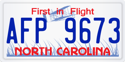 NC license plate AFP9673