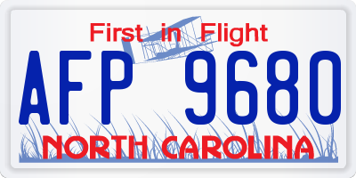 NC license plate AFP9680