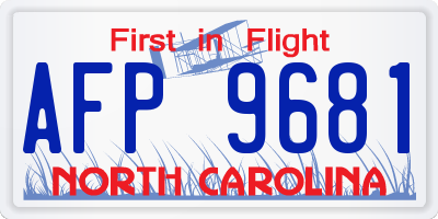 NC license plate AFP9681