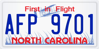 NC license plate AFP9701