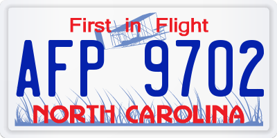 NC license plate AFP9702