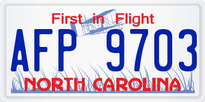 NC license plate AFP9703