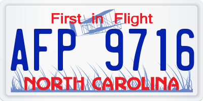 NC license plate AFP9716