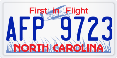 NC license plate AFP9723